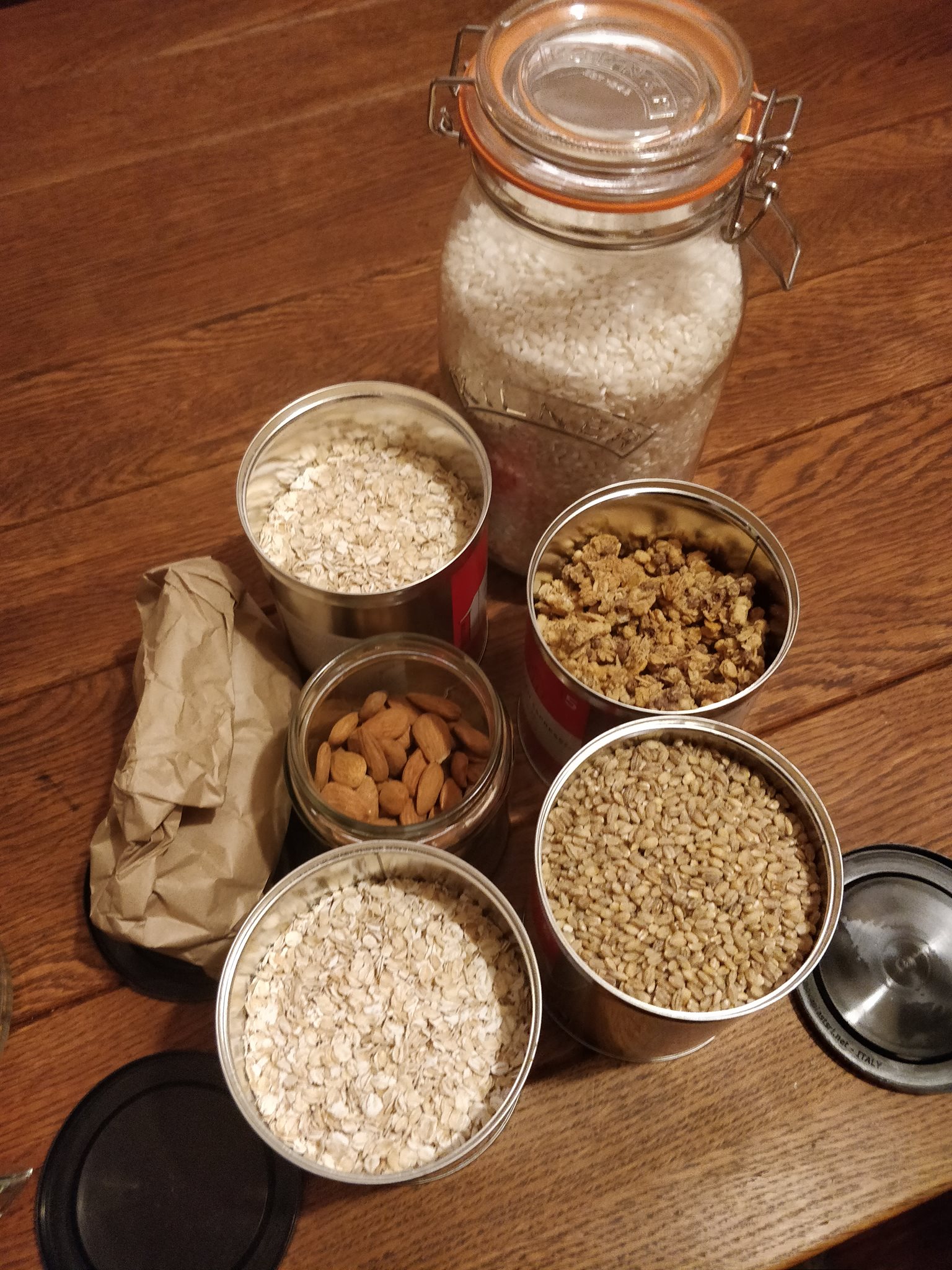 I often reuse metal tins from coffee beans to shop at the zero waste store.